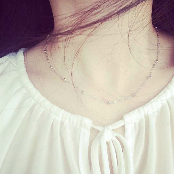 Sier Fine Collar Beads Short Clavicle Necklaces