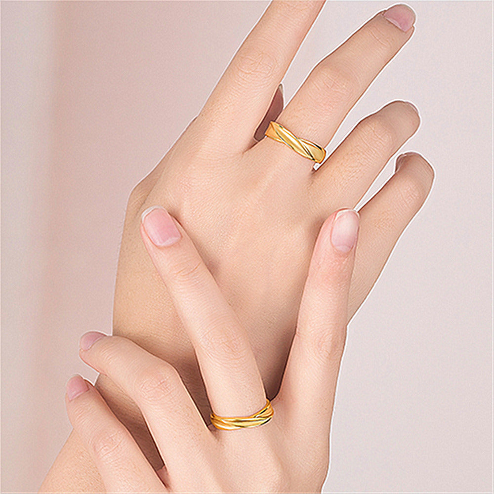 Plating Rhyme Line European Coin Gold Plated Ring