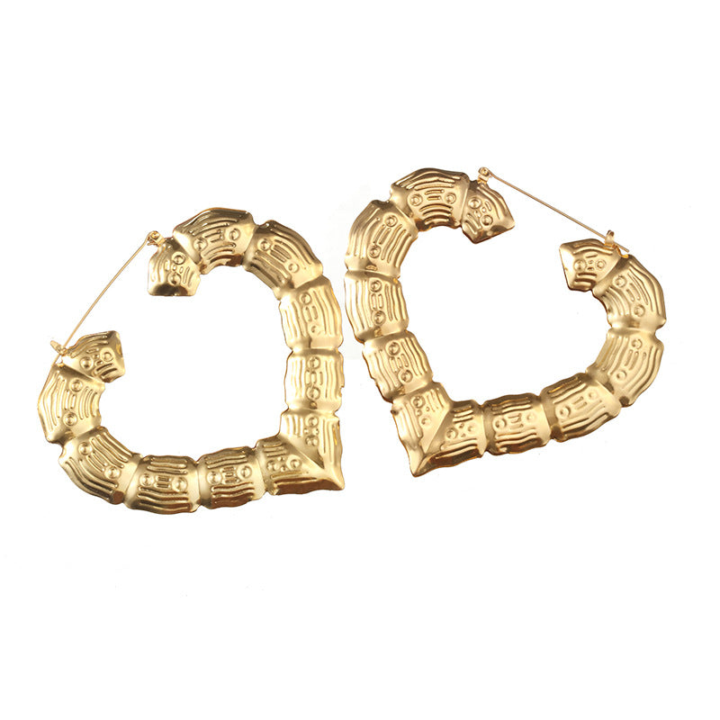 Oversized Bamboo Exaggerated Sier Large Circle Hip Earrings