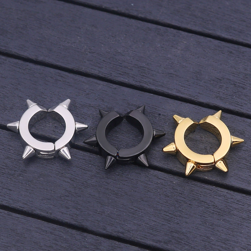 Women's & Men's Fashion Punk Rivet Sharp Cone Titanium Steel Clip Stainless Piercing Ear Buckle