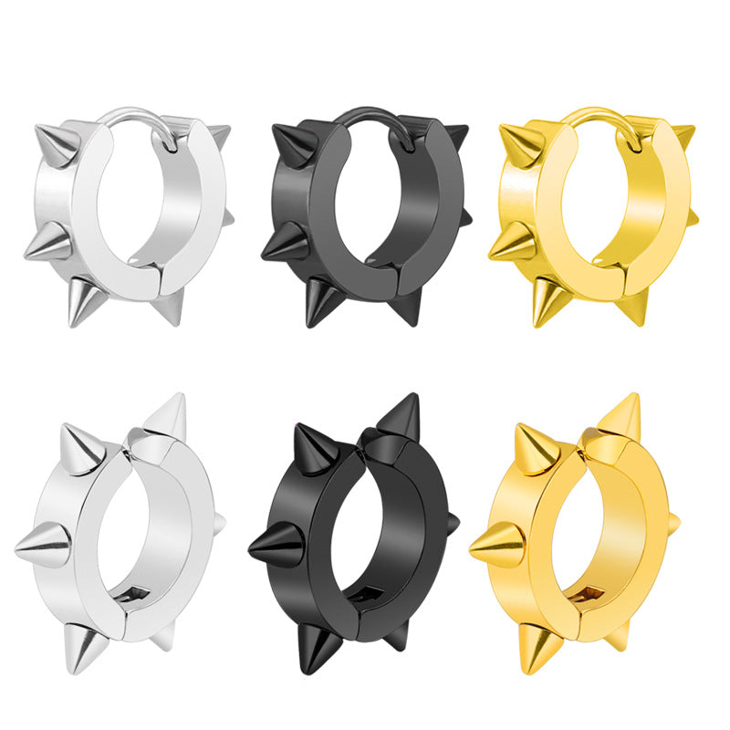 Women's & Men's Fashion Punk Rivet Sharp Cone Titanium Steel Clip Stainless Piercing Ear Buckle