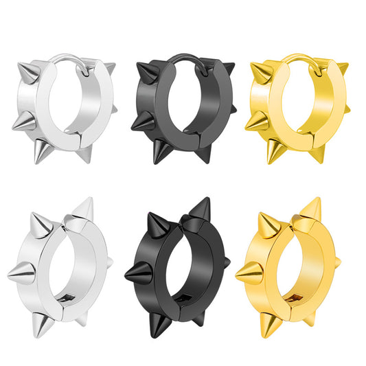 Women's & Men's Fashion Punk Rivet Sharp Cone Titanium Steel Clip Stainless Piercing Ear Buckle