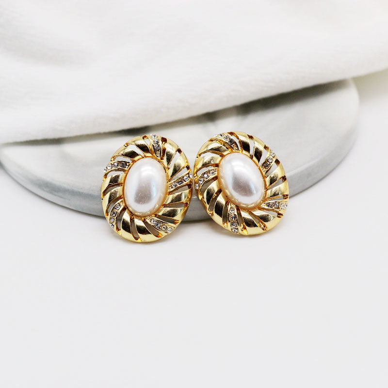 Pearl Middle Ancient Ear Clip Hepburn Sier Earrings