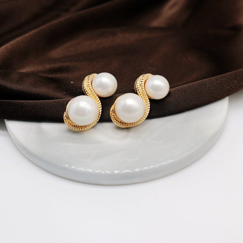 Pearl Middle Ancient Ear Clip Hepburn Sier Earrings