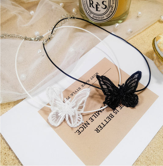 Female Niche Lace Butterfly Short Clavicle Necklaces