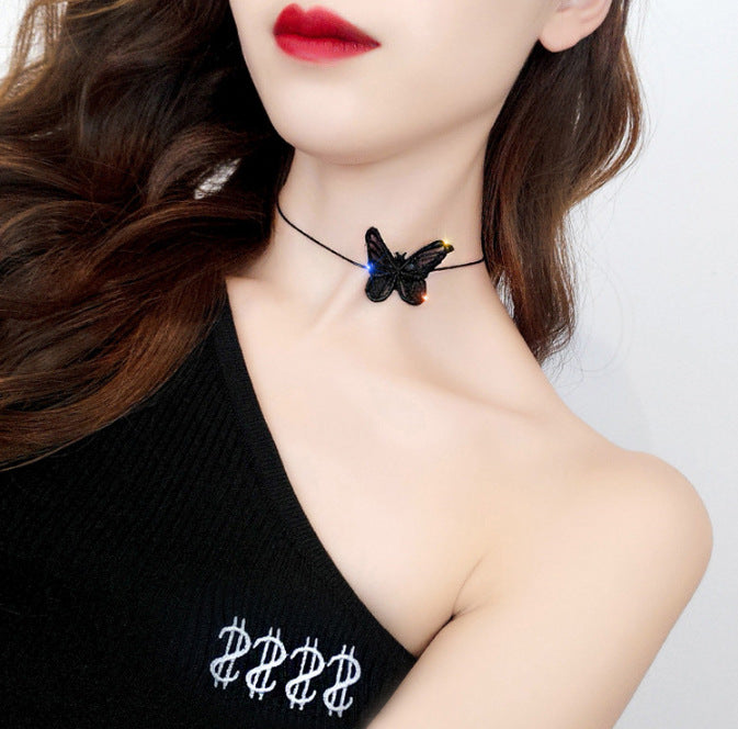 Female Niche Lace Butterfly Short Clavicle Necklaces