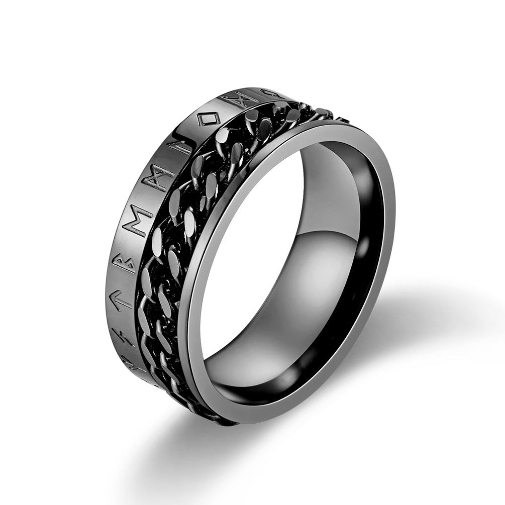 Titanium Steel Viking Text Chain Thousand Wind Rings