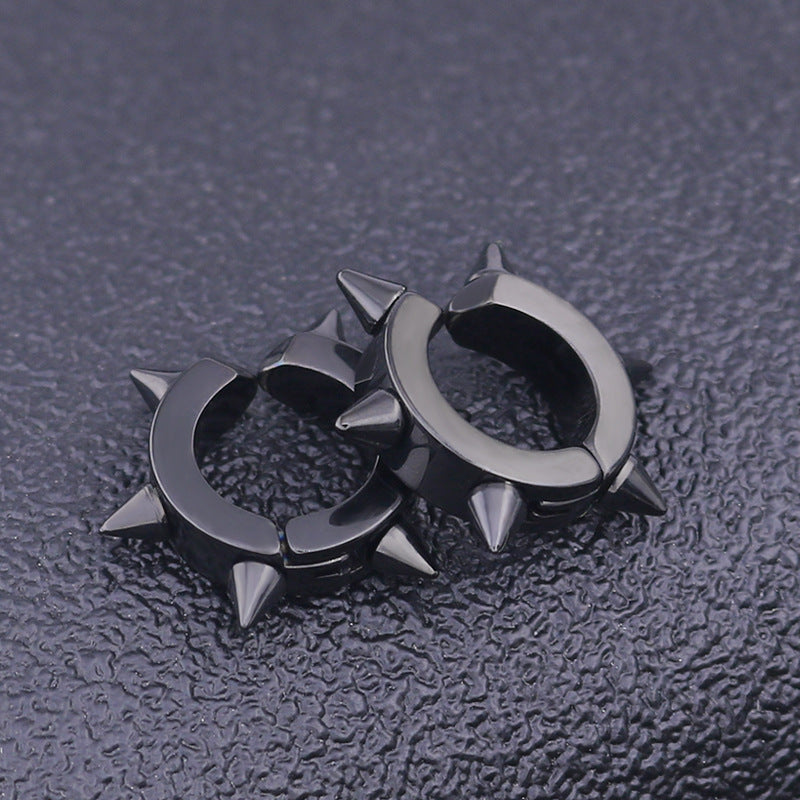 Women's & Men's Fashion Punk Rivet Sharp Cone Titanium Steel Clip Stainless Piercing Ear Buckle