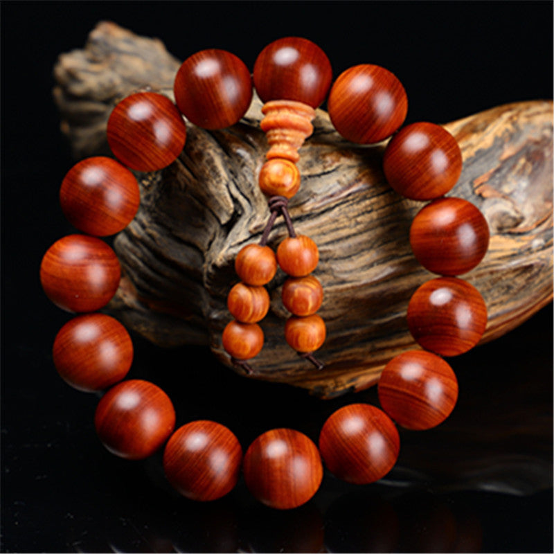 Black Oil High Density Wooden Prayer Beads Gentiana Pattern Bracelet