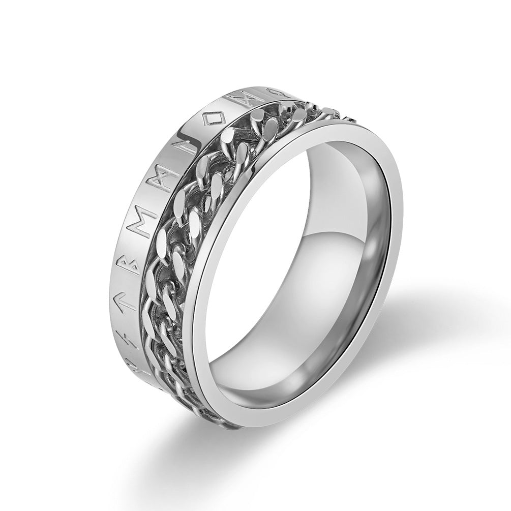 Titanium Steel Viking Text Chain Thousand Wind Rings