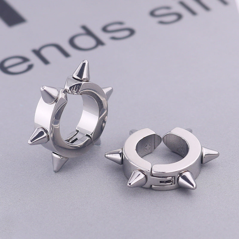 Women's & Men's Fashion Punk Rivet Sharp Cone Titanium Steel Clip Stainless Piercing Ear Buckle