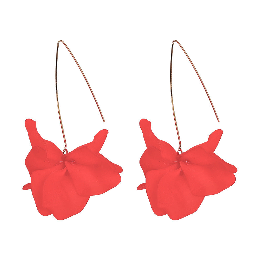Fashion Creative Petal Eardrops Female Peach Heart Earrings