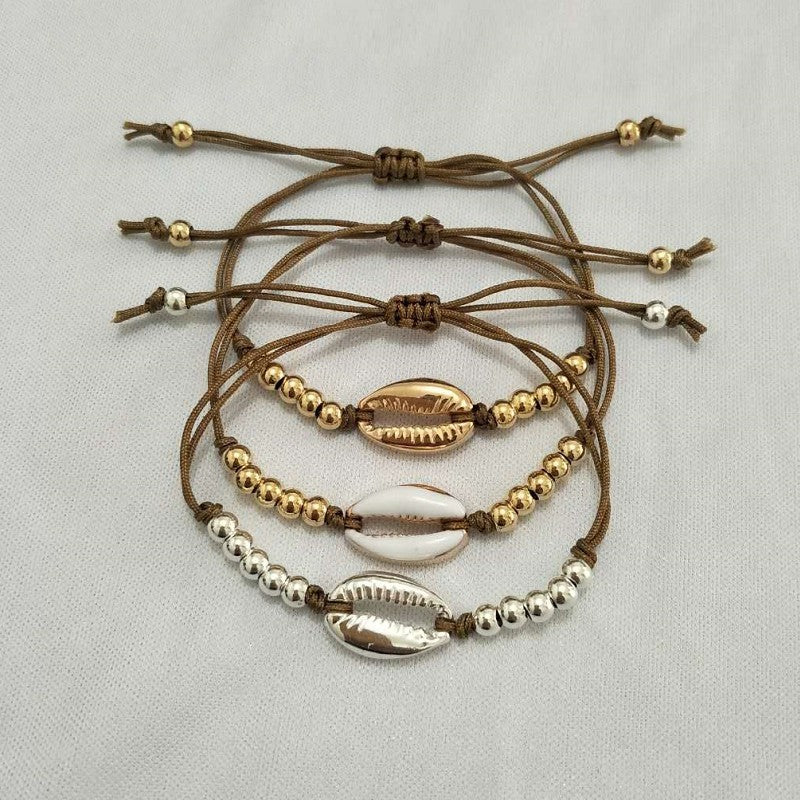 Round Beads Woven Shell Casual Style Bracelets