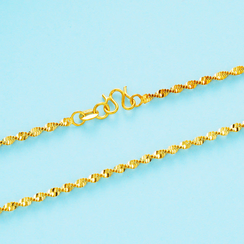 Women's Vietnam Placer Gold Water Wave Chain Necklaces