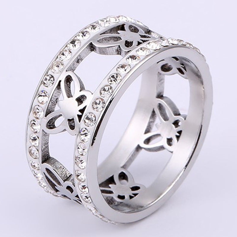 Source Butterfly Stainless Steel Ornament Double Rings