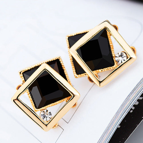 Needle Female Urban Geometric Crystal Simplicity Super Flash Zircon Stud Earrings