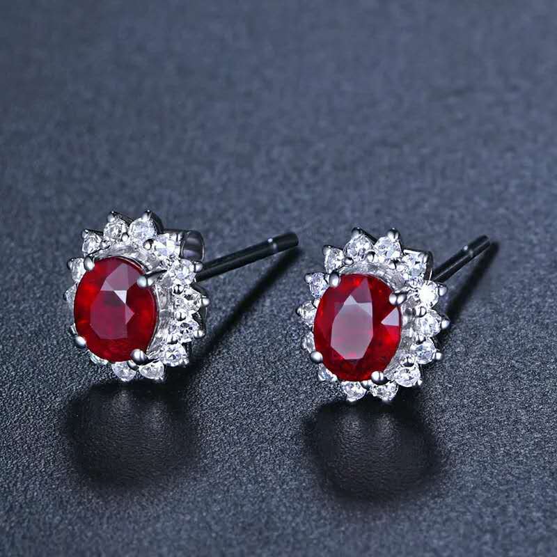 Korean Style Diamond Rose Red Gemstone Female Zircon Crystal Flower Rings