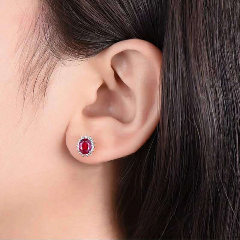 Korean Style Diamond Rose Red Gemstone Female Zircon Crystal Flower Rings