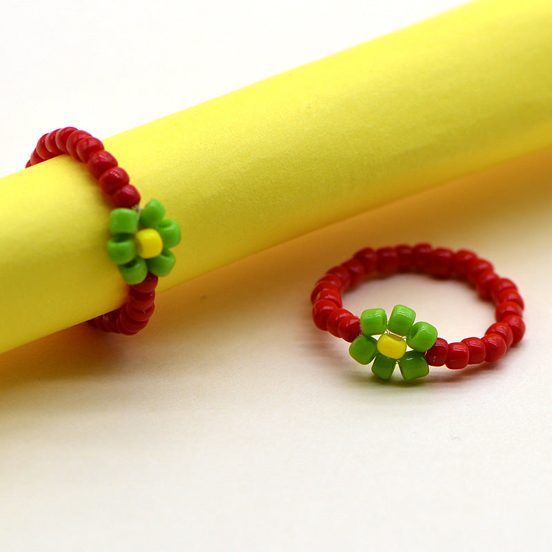 Handmade Ya Woven Little Flower Fresh Ring