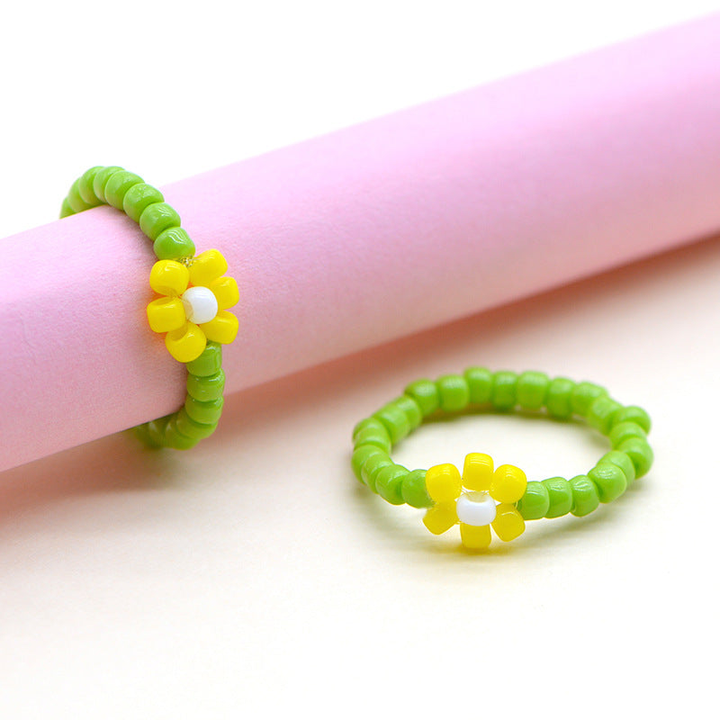 Handmade Ya Woven Little Flower Fresh Ring