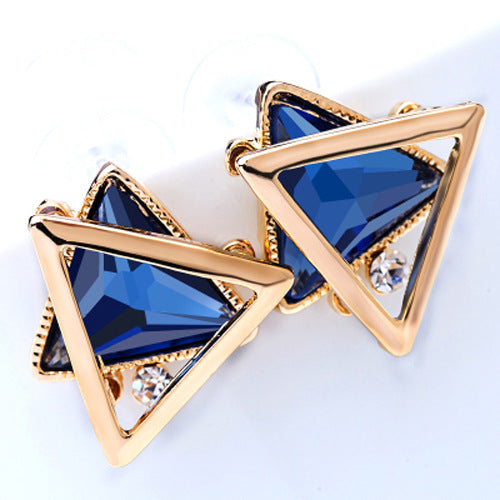 Needle Female Urban Geometric Crystal Simplicity Super Flash Zircon Stud Earrings