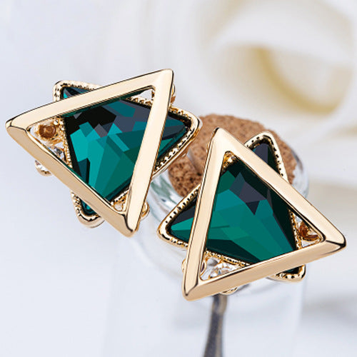 Needle Female Urban Geometric Crystal Simplicity Super Flash Zircon Stud Earrings