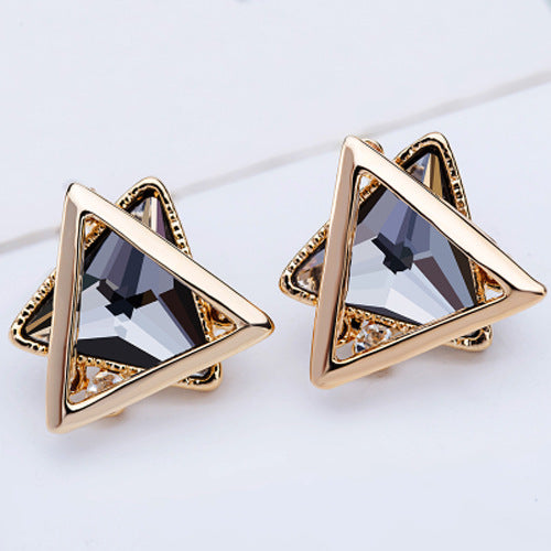 Needle Female Urban Geometric Crystal Simplicity Super Flash Zircon Stud Earrings