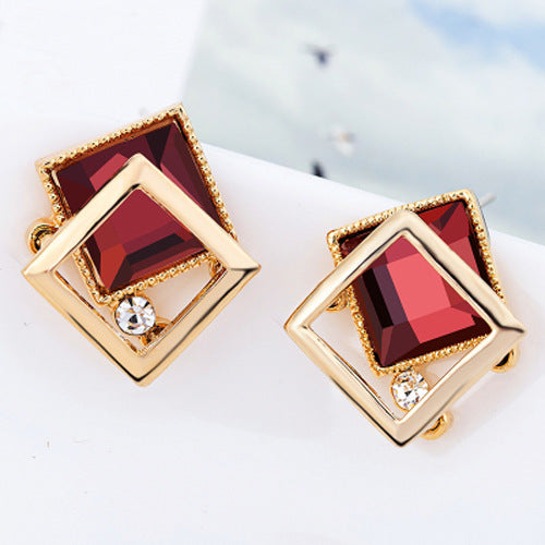 Needle Female Urban Geometric Crystal Simplicity Super Flash Zircon Stud Earrings