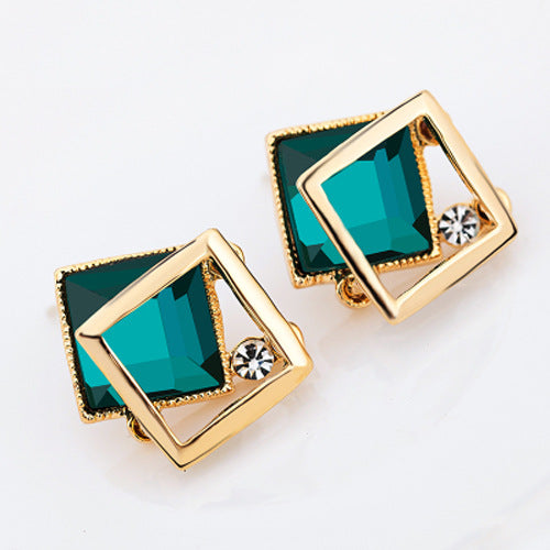 Needle Female Urban Geometric Crystal Simplicity Super Flash Zircon Stud Earrings