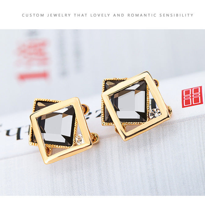 Needle Female Urban Geometric Crystal Simplicity Super Flash Zircon Stud Earrings