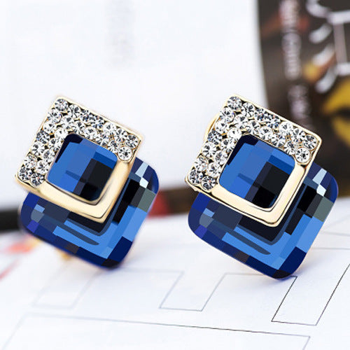 Needle Female Urban Geometric Crystal Simplicity Super Flash Zircon Stud Earrings