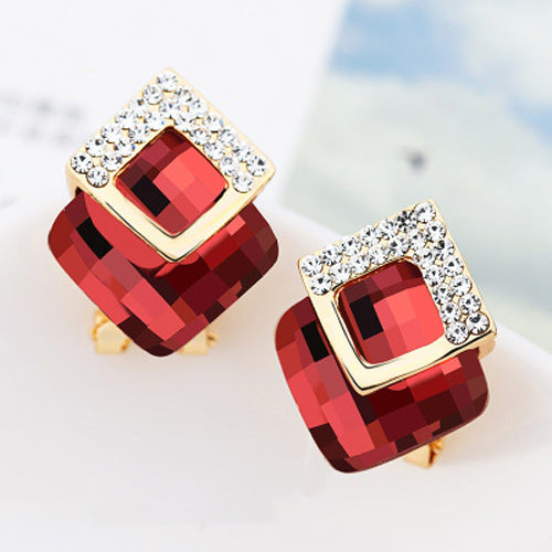 Needle Female Urban Geometric Crystal Simplicity Super Flash Zircon Stud Earrings