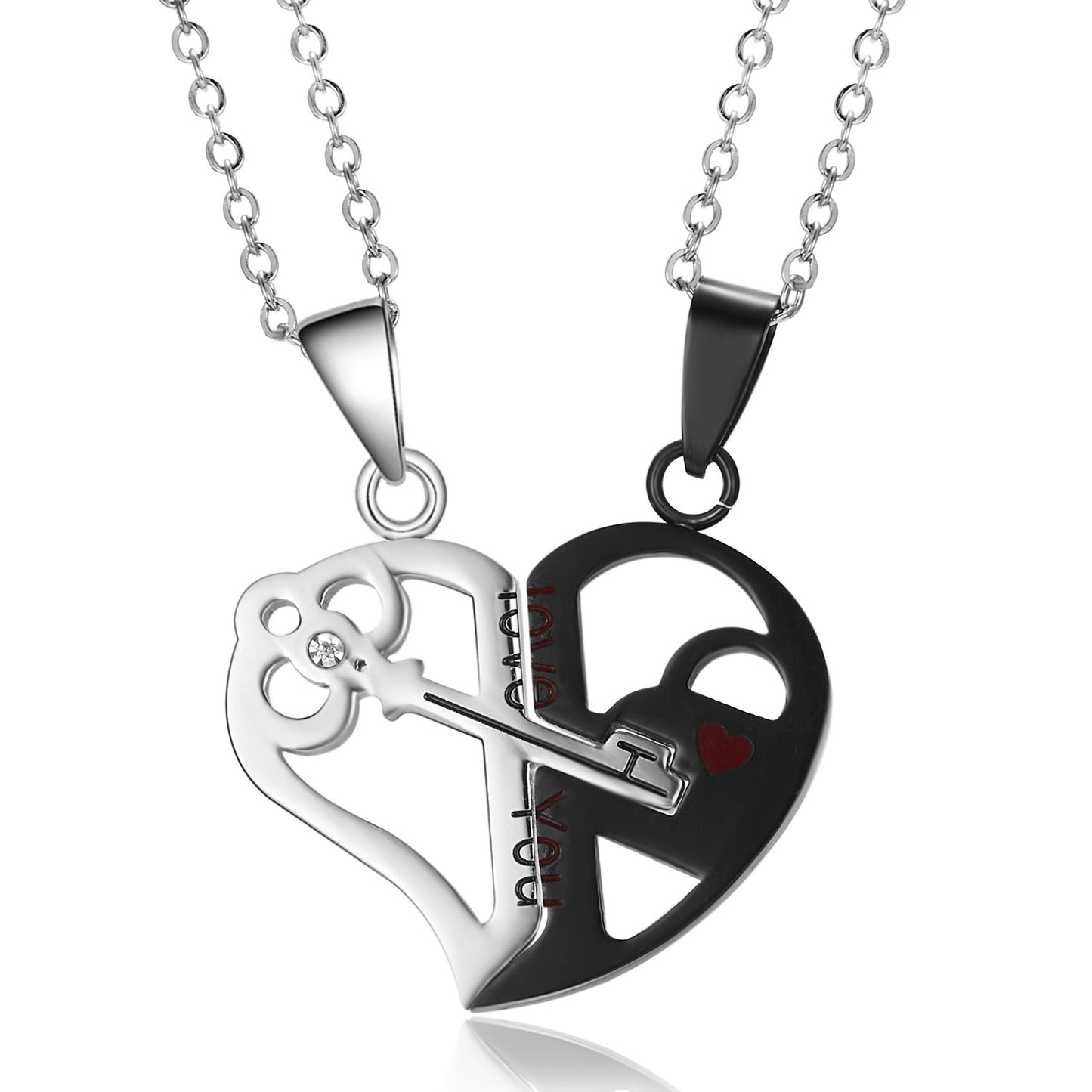 Steel Female Cat Key Puzzle Heart-shaped Necklaces