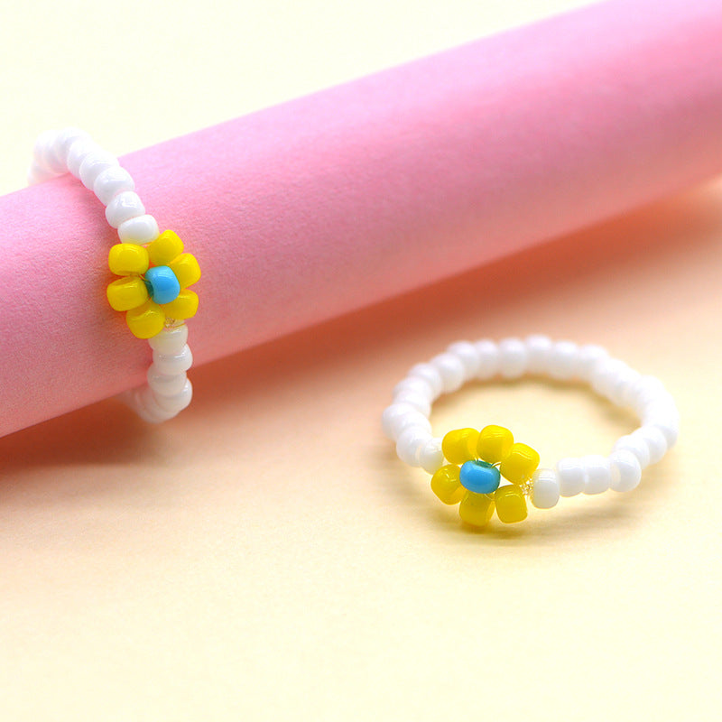 Handmade Ya Woven Little Flower Fresh Ring