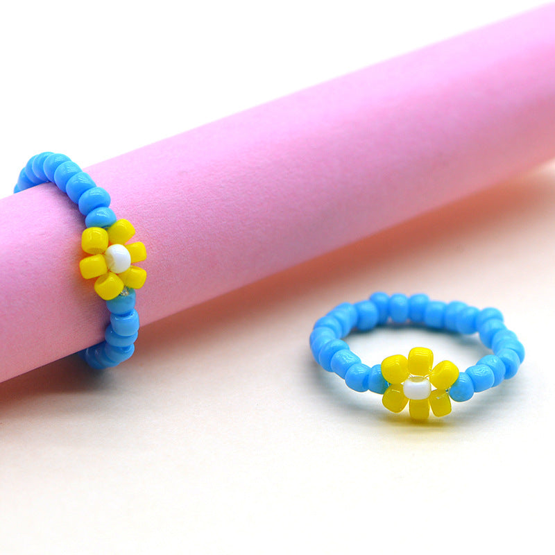 Handmade Ya Woven Little Flower Fresh Ring
