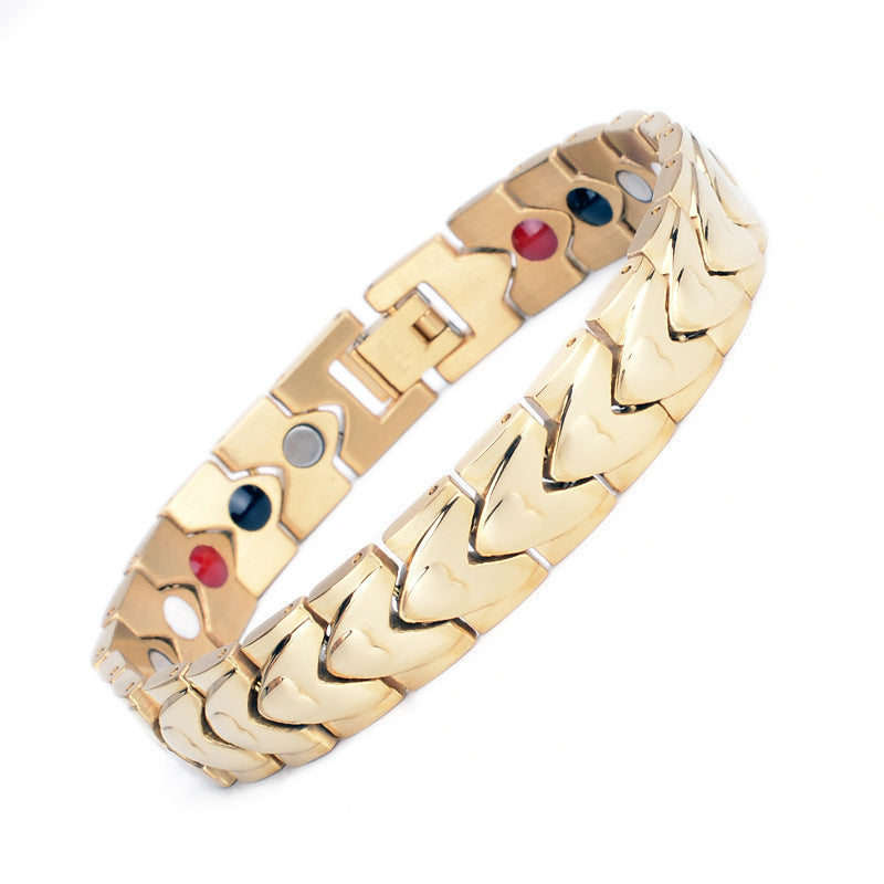 Men's Heart-shaped Titanium Steel Magnet Couple Popular Bracelet
