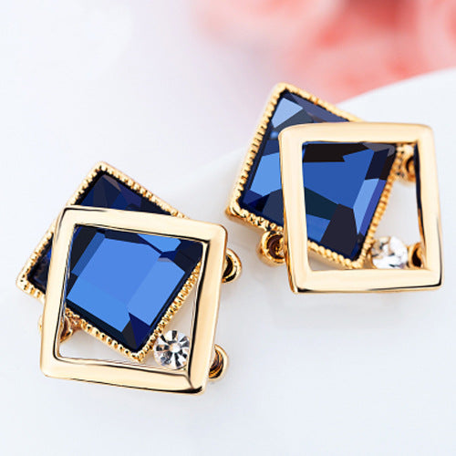 Needle Female Urban Geometric Crystal Simplicity Super Flash Zircon Stud Earrings