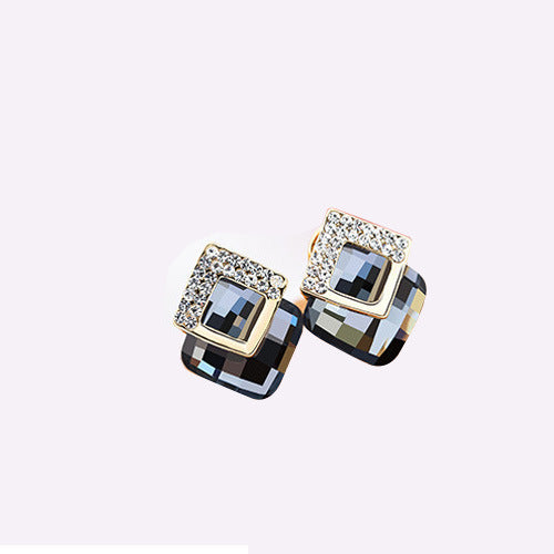 Needle Female Urban Geometric Crystal Simplicity Super Flash Zircon Stud Earrings