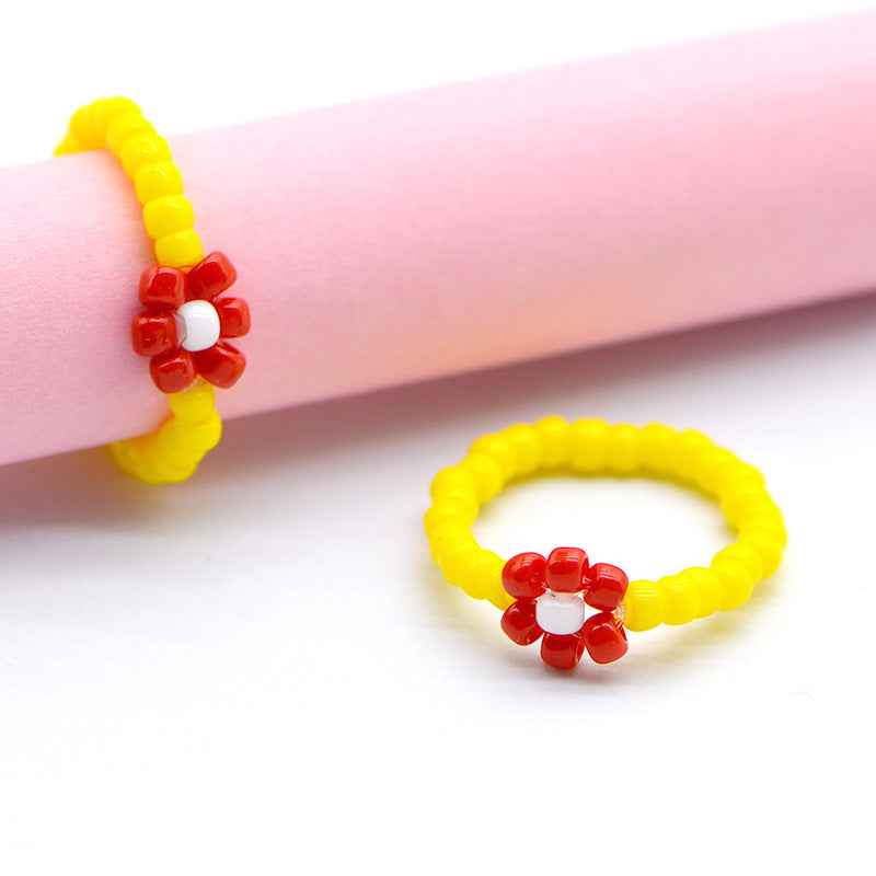 Handmade Ya Woven Little Flower Fresh Ring