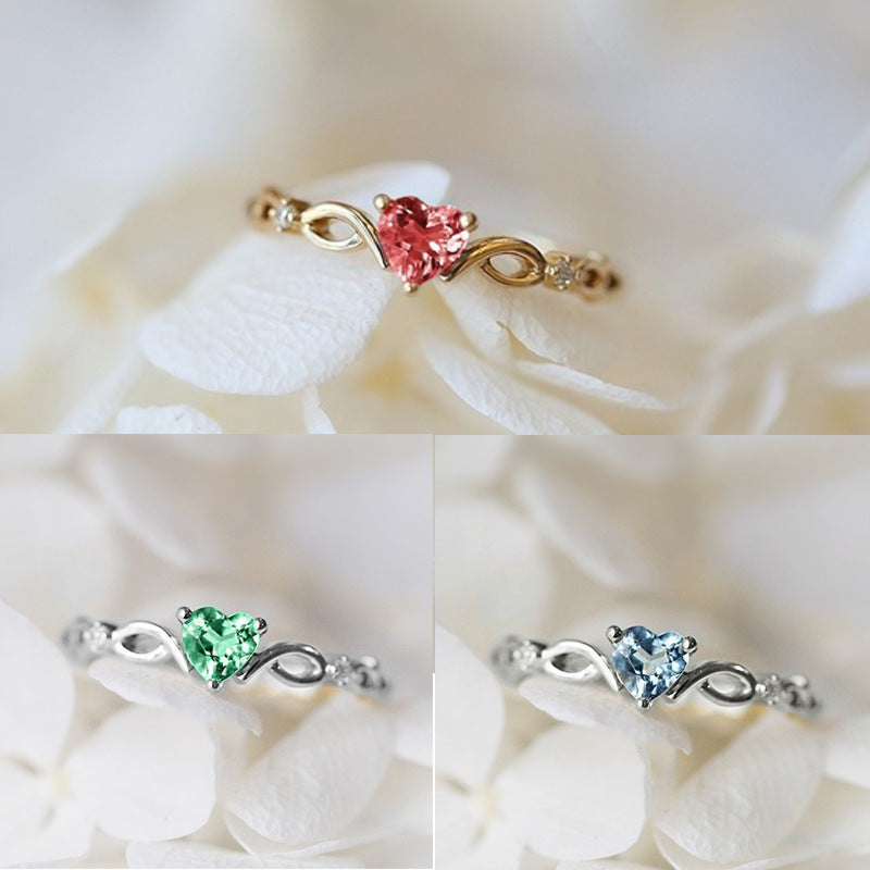 Women's Heart Copper Love Heart-shaped Zircon With Rings