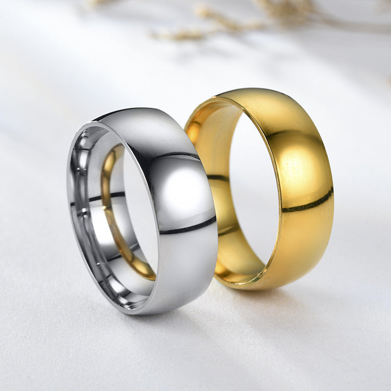 Outside Ball Gold Glossy Stainless Steel Simple Rings