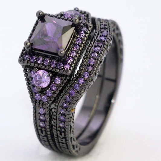 Black Zircon Gold Plated Fashion Engagement Ring