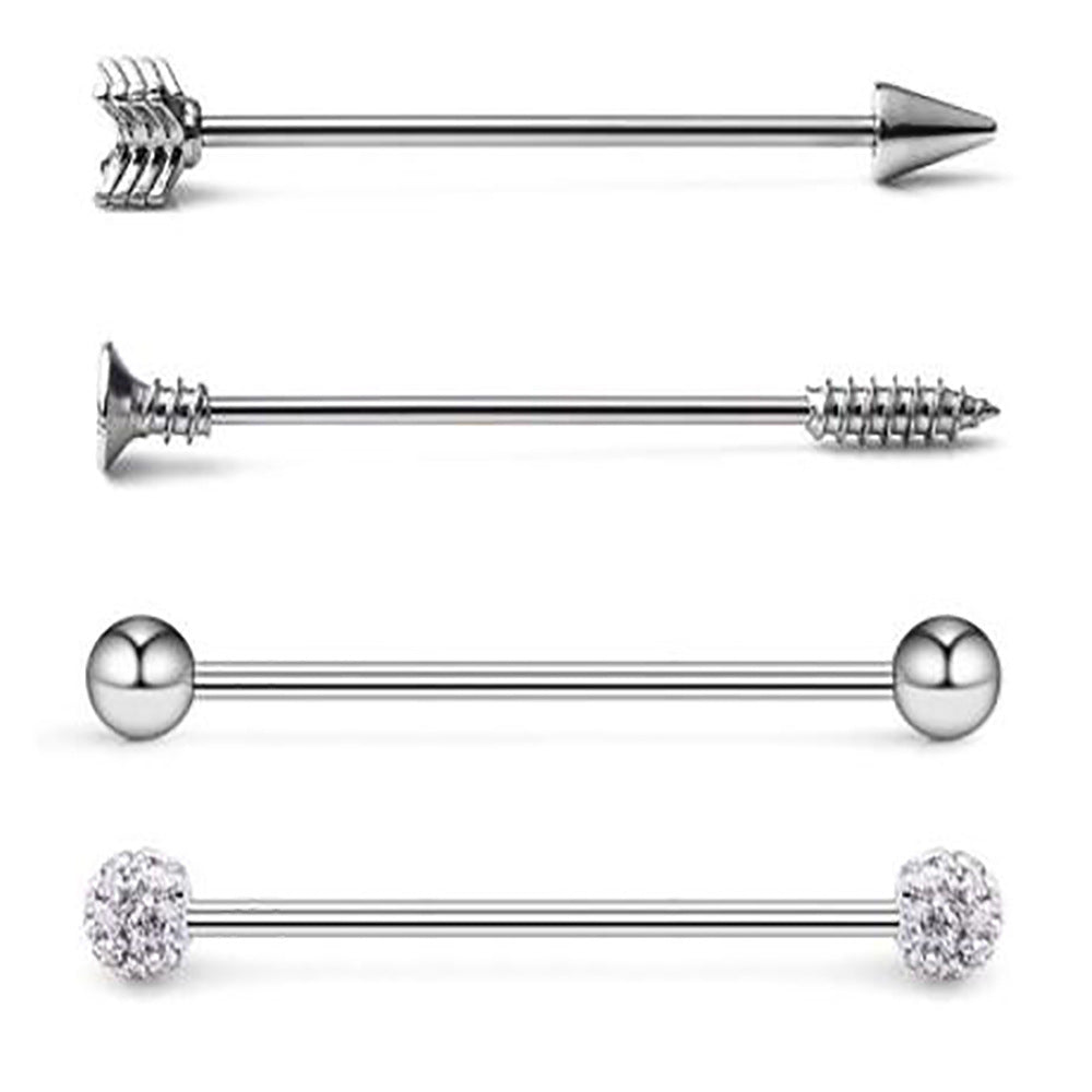 Industrial Barbell Cross Bar Straight Arrow Double Earrings