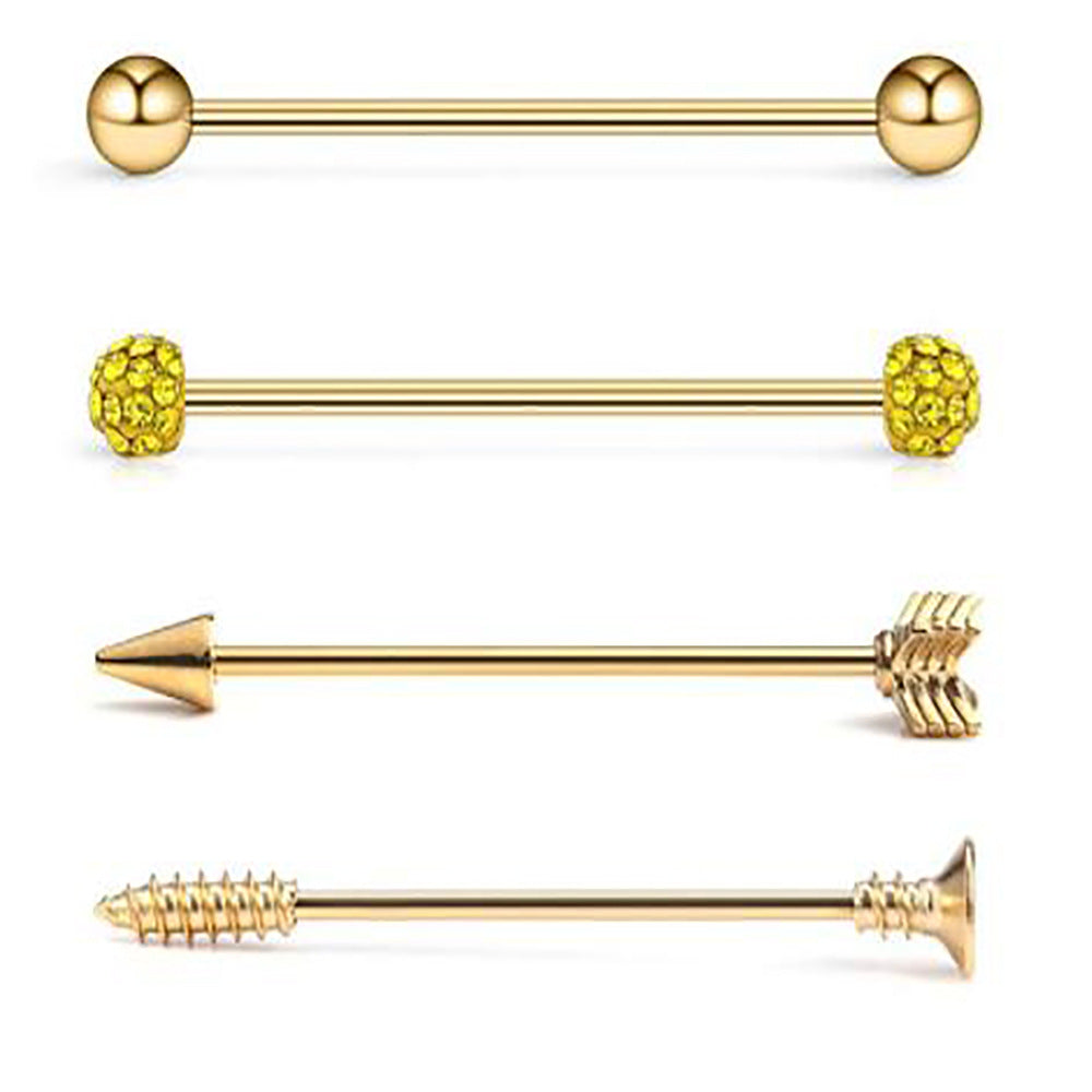 Industrial Barbell Cross Bar Straight Arrow Double Earrings