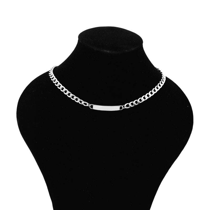 Daniel Curved Chain Clavicle Choker Stainless Steel Necklace