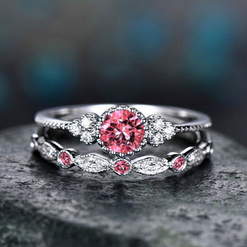 Classy Women's Fashion Zircon Two-piece Emerald Rings