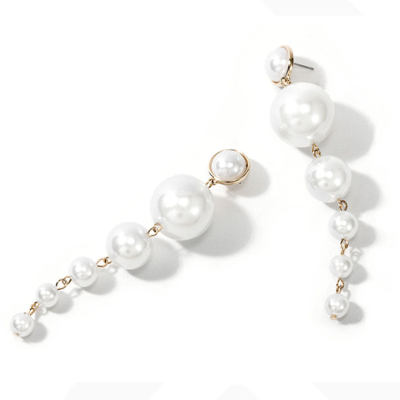 Women's Simple Size Artificial Pearl Long Fashionmonger Earrings