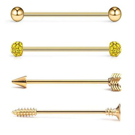 Industrial Barbell Cross Bar Straight Arrow Double Earrings