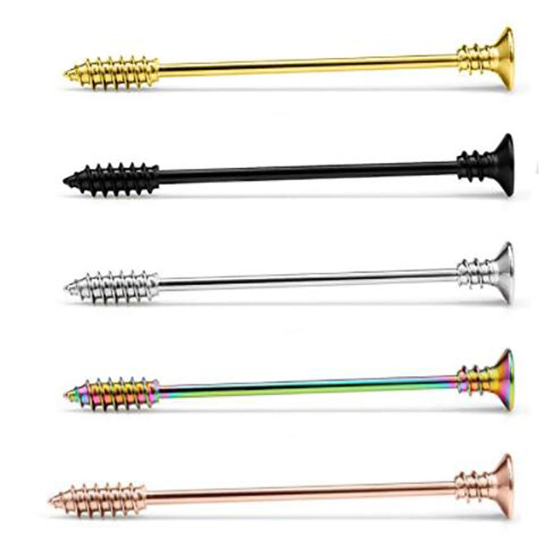 Screw Ear Extender Industrial Barbell Popular Personalized Double Straight Stud Earrings
