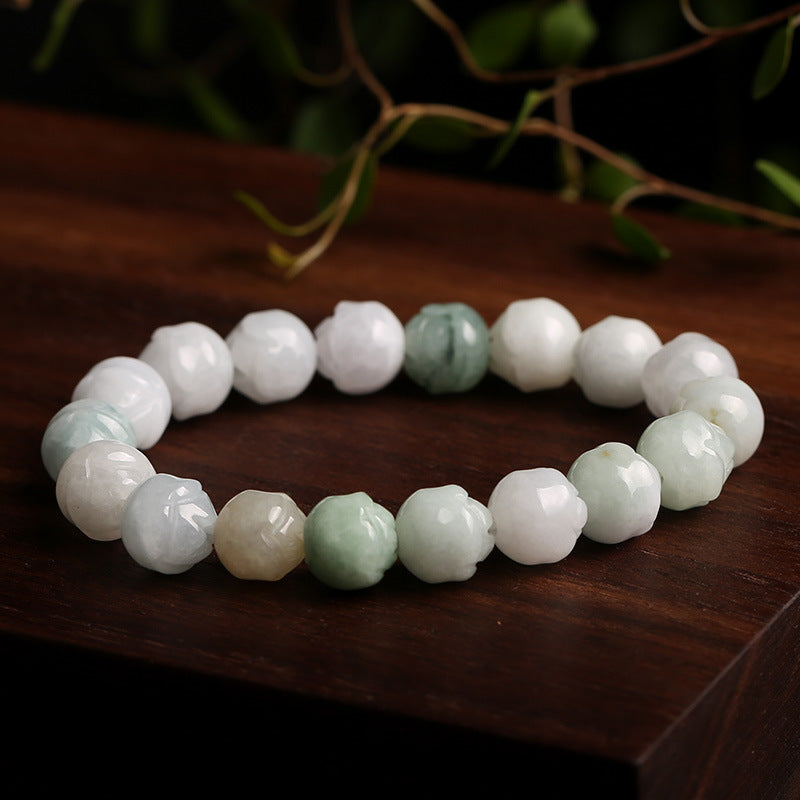 Women's Natural Emerald Rose String Beads Light Luxury High-grade Jade Cultural Bracelet